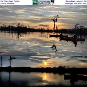 [Full Worm Moon Paddle, Banks Lake, Lakeland, GA, Sunset, Moonrise, and maybe bats 2026-03-03]