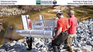 [Valdosta puts Osprey trash trap in Sugar Creek, Upstream from the Withlacoochee River 2026-03-05]