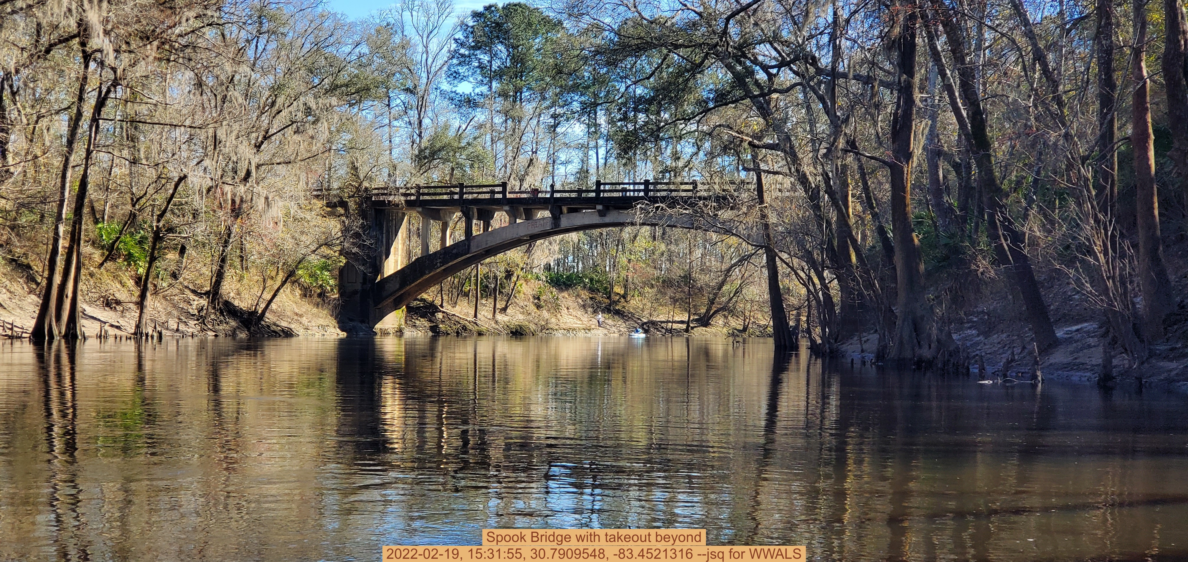 Spook Bridge with takeout beyond, 2022-02-19, 15:31:55, 30.7909548, -83.4521316 --jsq for WWALS