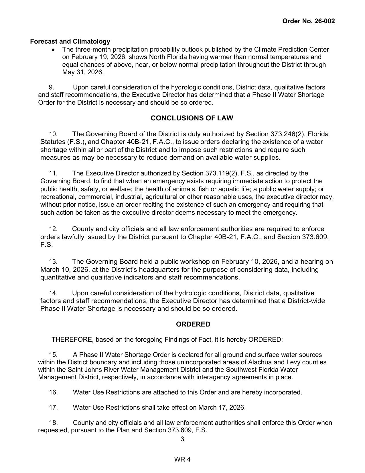 Forecast and Climatology, CONCLUSIONS OF LAW, ORDERED