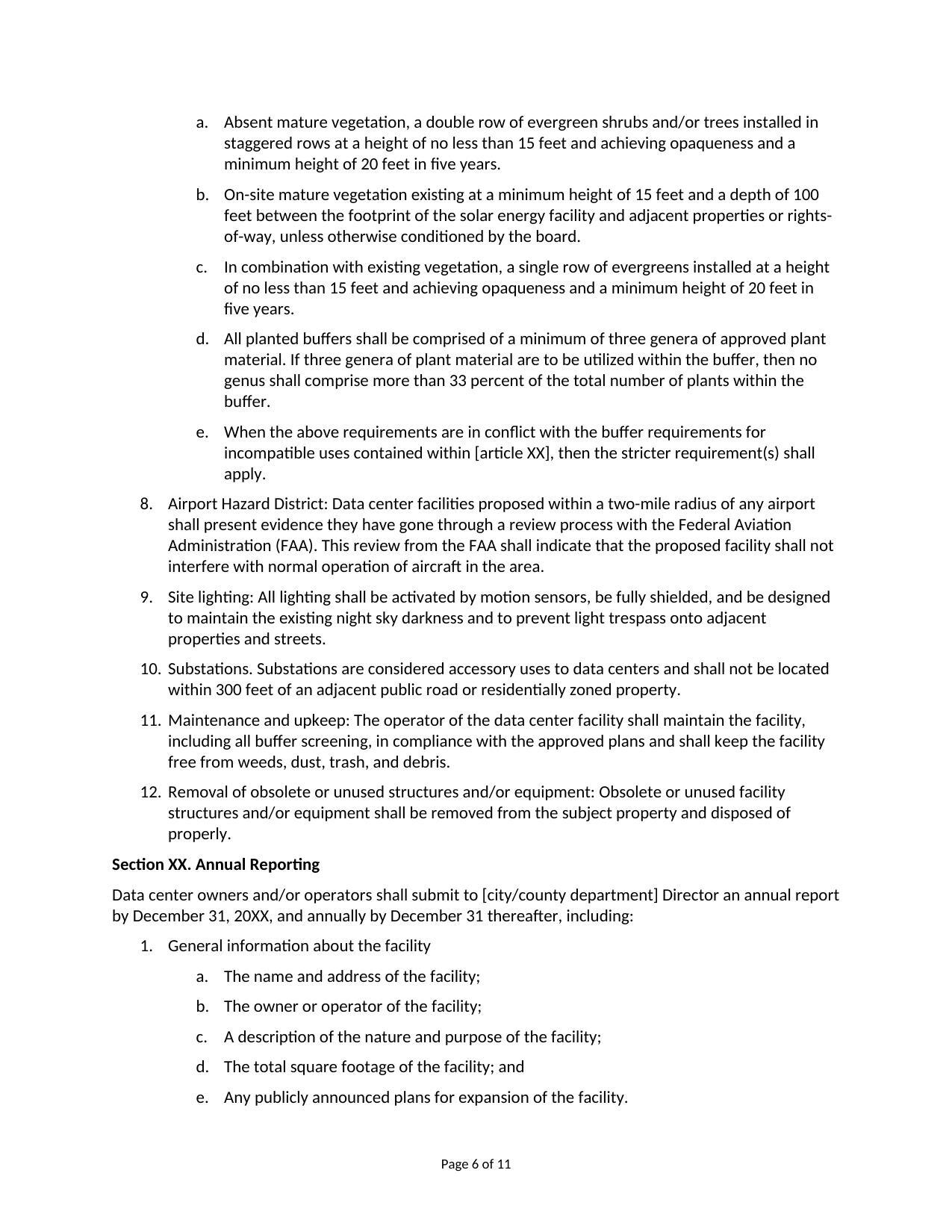 Section XX. Annual Reporting