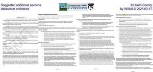 [Suggested additional sections for Irwin County datacenter ordinance, by WWALS 2026-03-17]