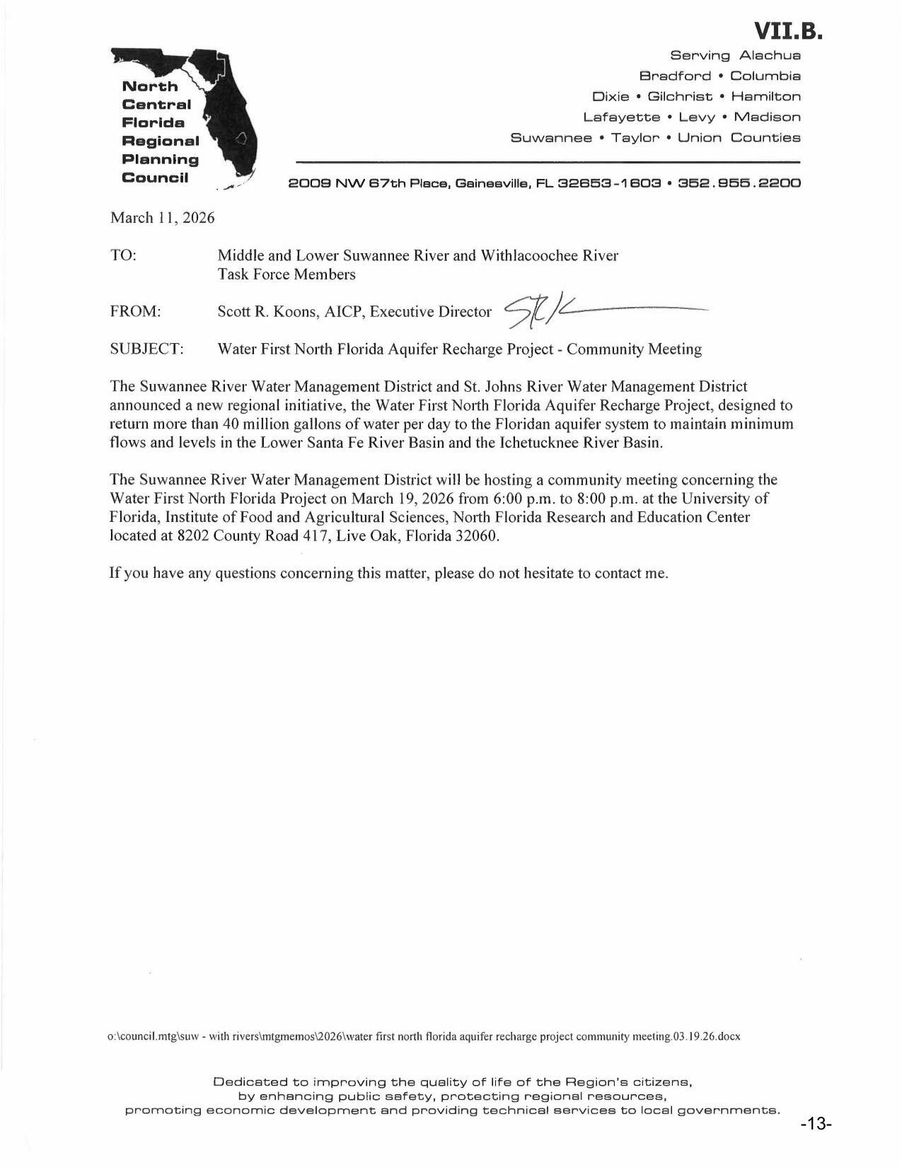 Water First North Florida Aquifer Recharge Project - Community Meeting