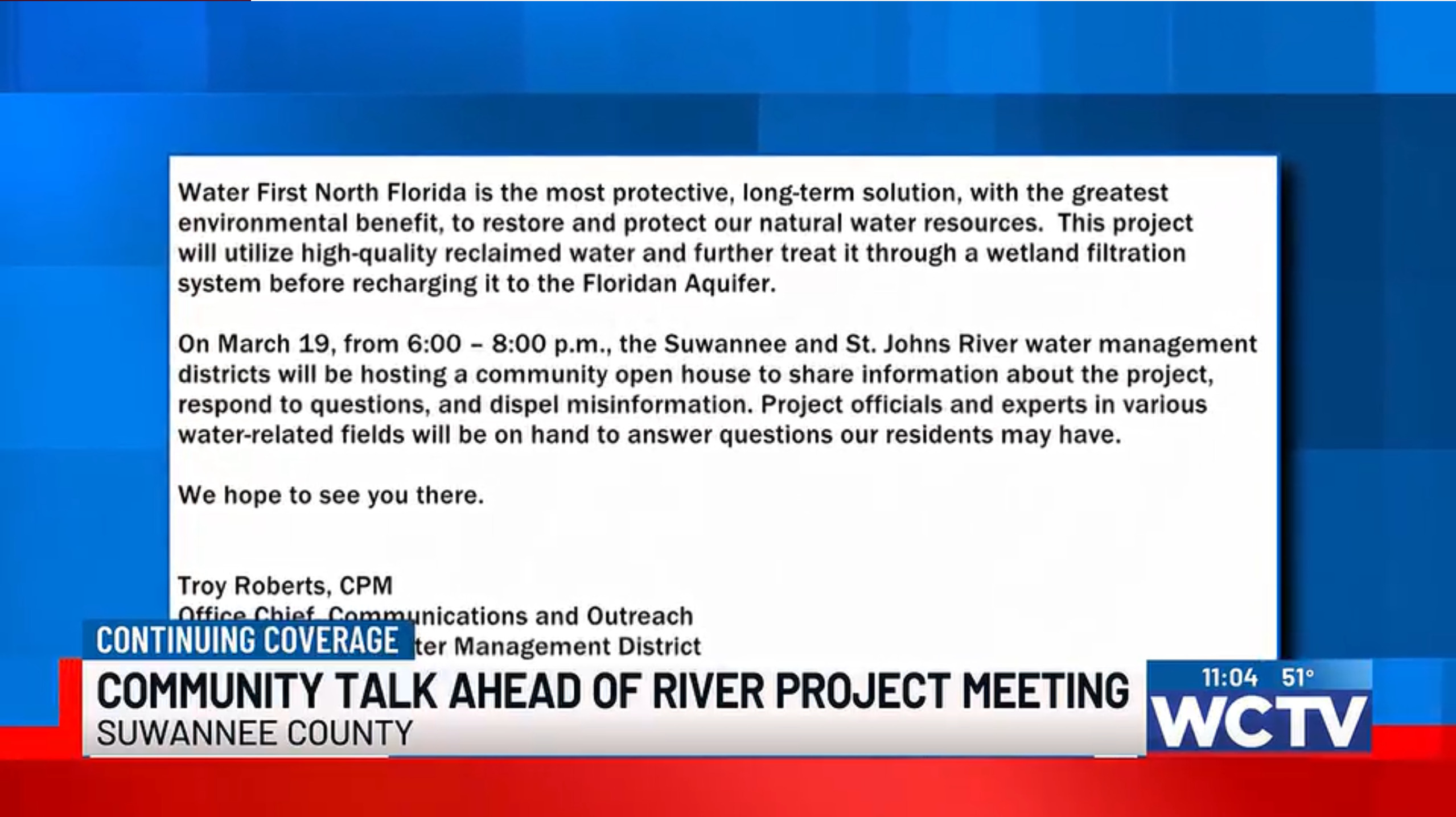 SRWMD Statement, 2026-03-18 --WCTV