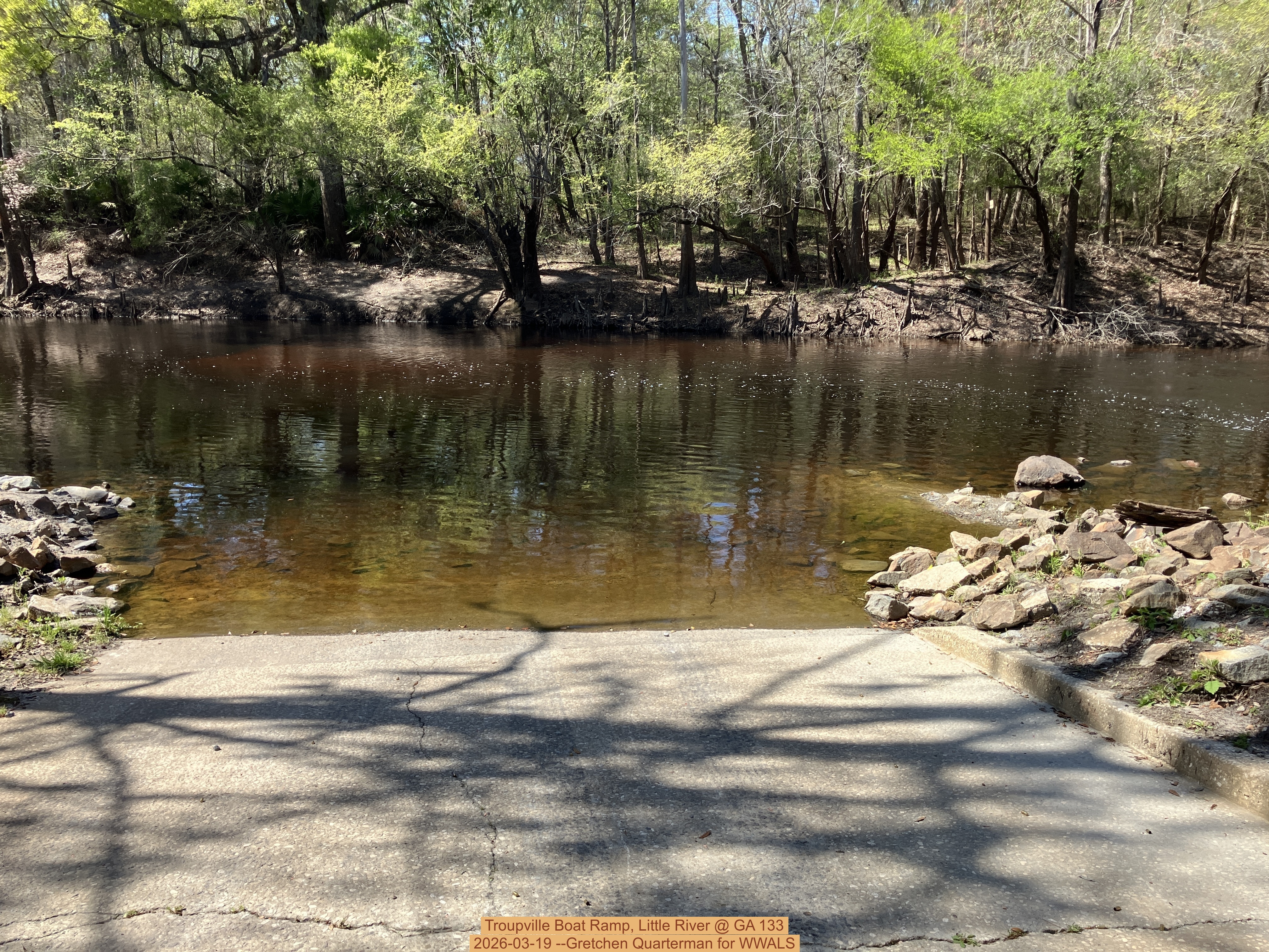 Troupville Boat Ramp, Little River @ GA 133 2026-03-19 --Gretchen Quarterman for WWALS