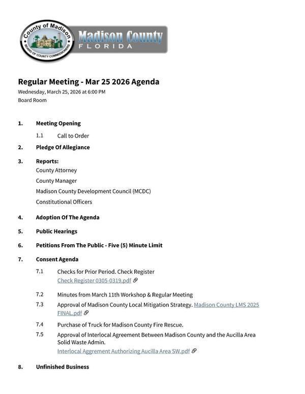 [Agenda, 2025-03-25 --Madison BOCC]
