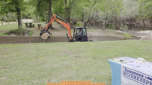 [Movie: Another log up the boat ramp, 2026:03:29 10:01:21, 30.8876059, -83.3238599 (12M) --jsq for WWALS]