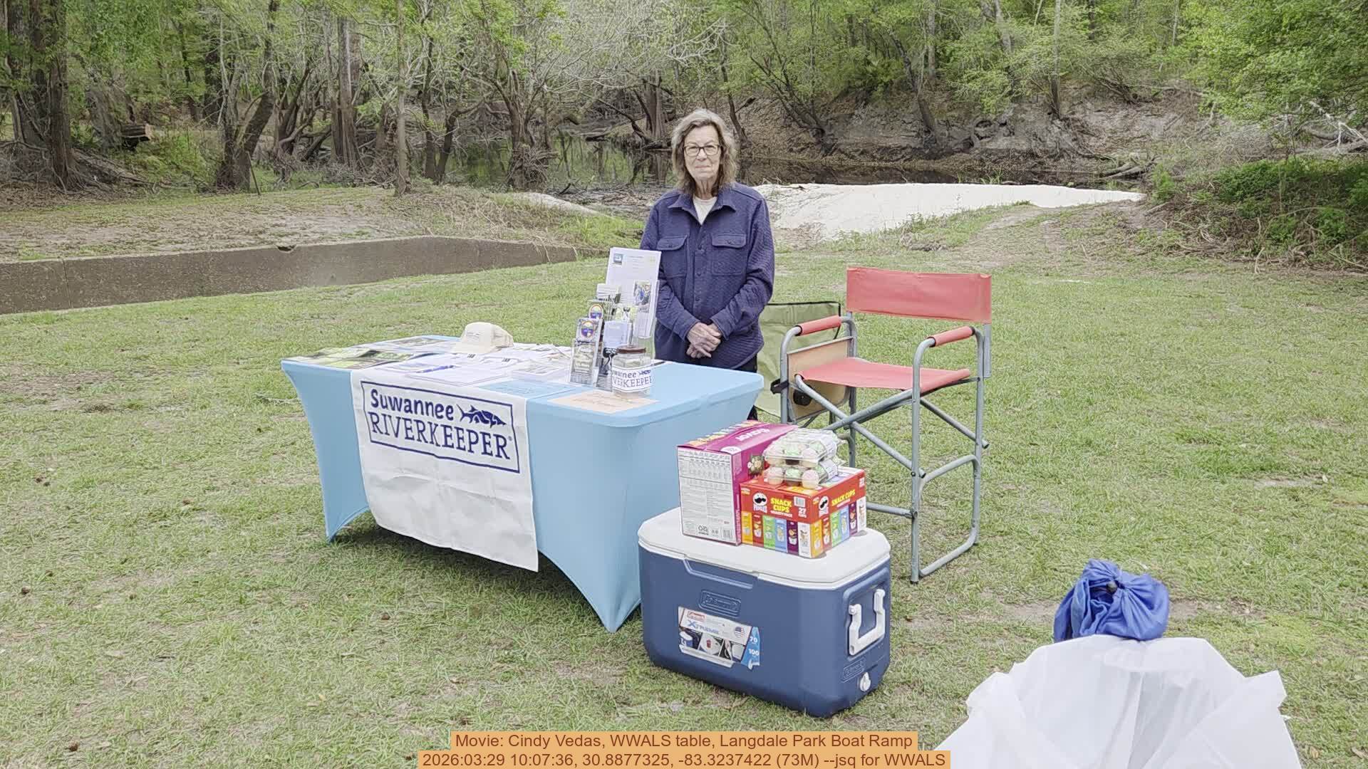 Movie: Cindy Vedas, WWALS table, Langdale Park Boat Ramp, 2026:03:29 10:07:36, 30.8877325, -83.3237422 (73M) --jsq for WWALS