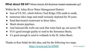 [What about SB 64? Where should JEA Buckman treated wastewater go?]