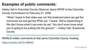 [Examples of public comments:]