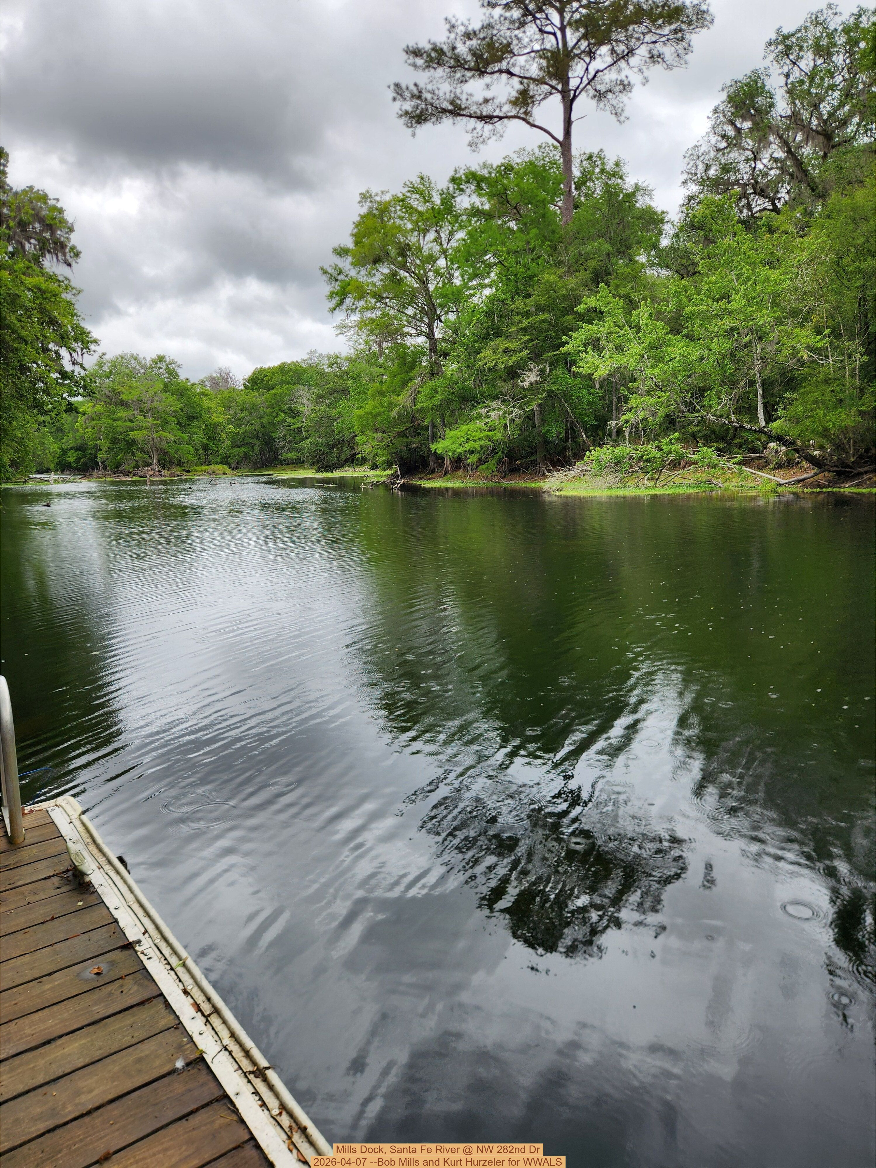 Mills Dock, Santa Fe River @ NW 282nd Dr 2026-04-07 --Bob Mills and Kurt Hurzeler for WWALS