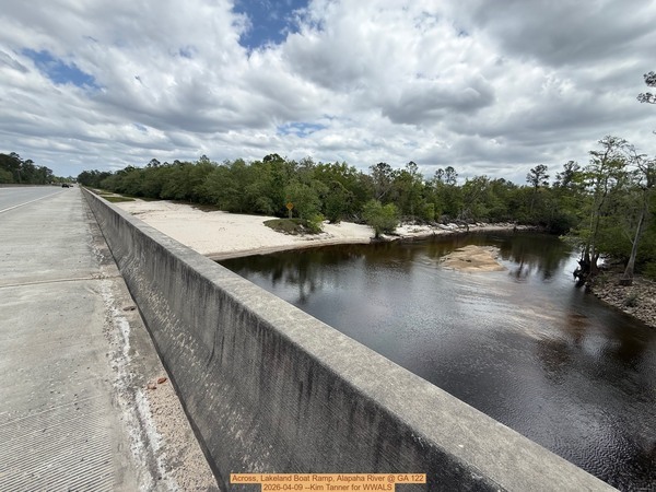 Across, Lakeland Boat Ramp, Alapaha River @ GA 122 2026-04-09 --Kim Tanner for WWALS