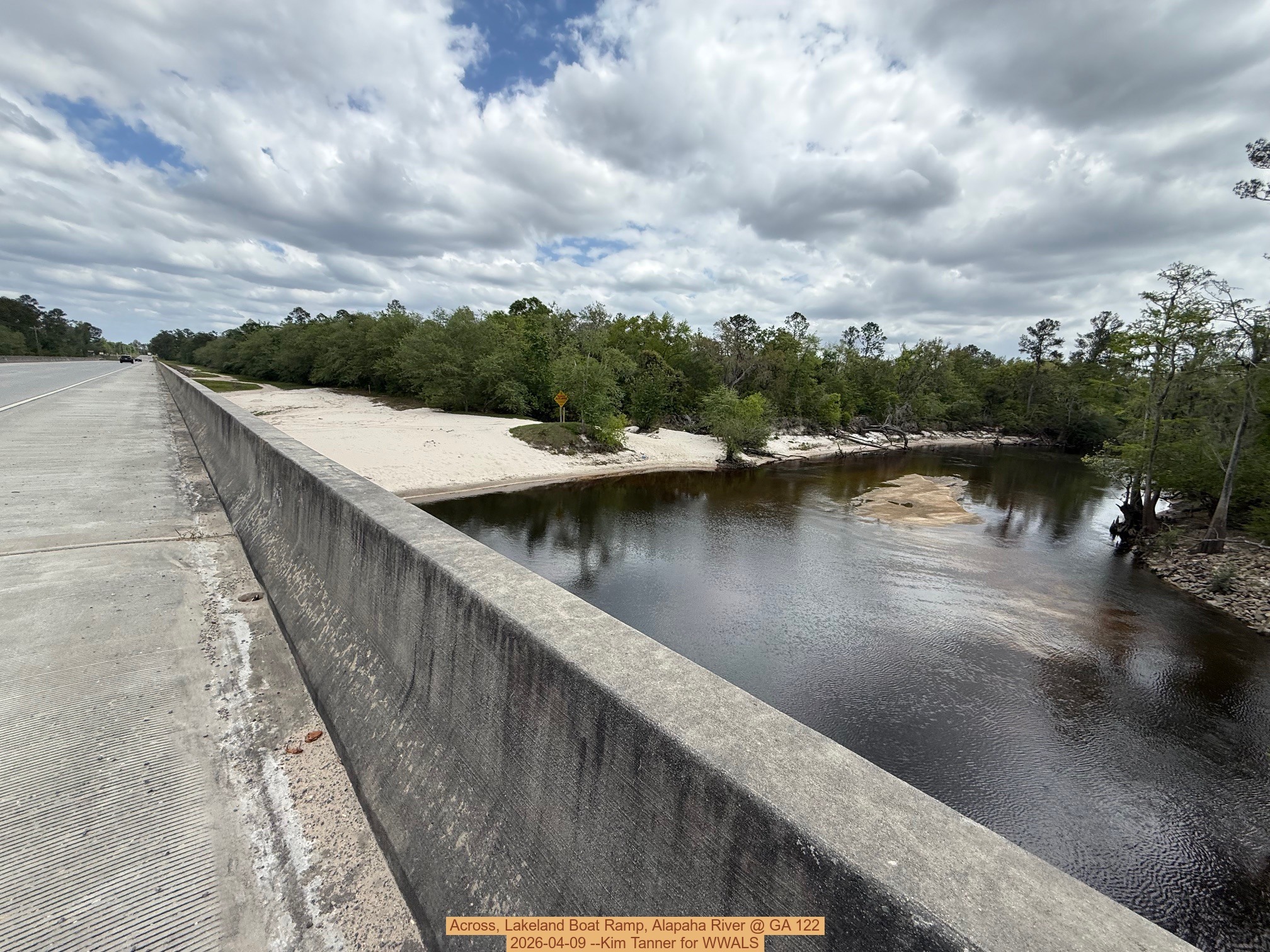 Across, Lakeland Boat Ramp, Alapaha River @ GA 122 2026-04-09 --Kim Tanner for WWALS
