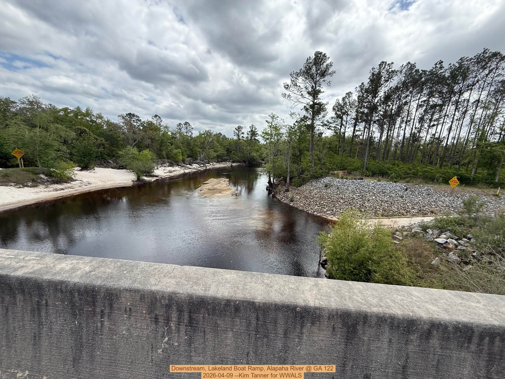 Downstream, Lakeland Boat Ramp, Alapaha River @ GA 122 2026-04-09 --Kim Tanner for WWALS