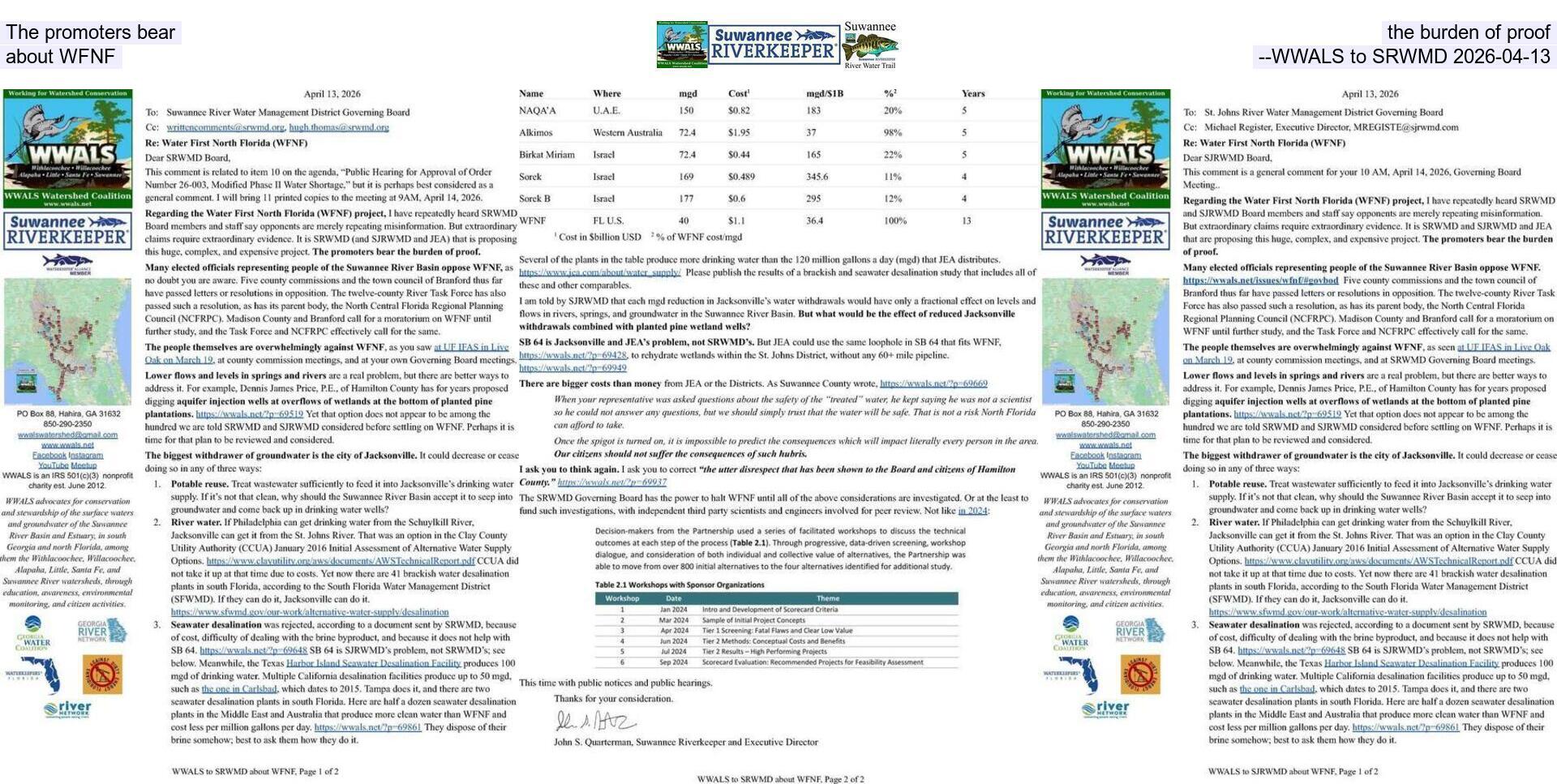The promoters bear the burden of proof about WFNF --WWALS to SRWMD 2026-04-13