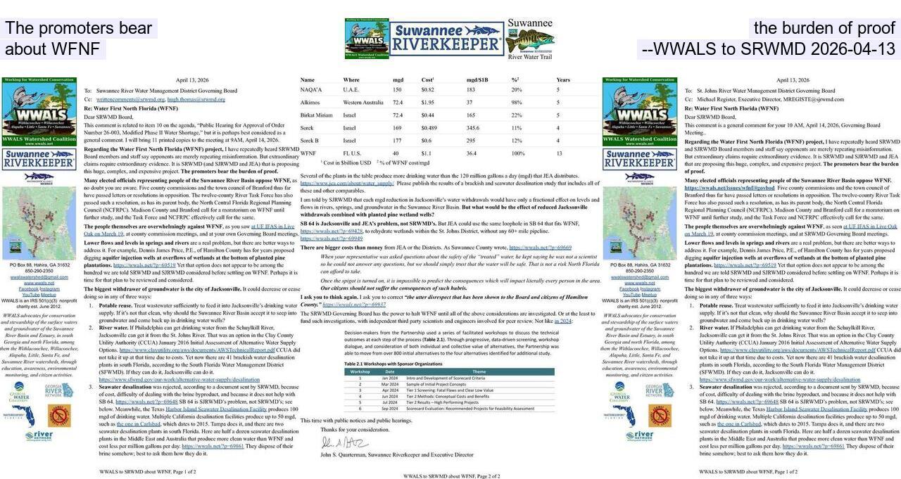 The promoters bear the burden of proof about WFNF --WWALS to SRWMD 2026-04-13