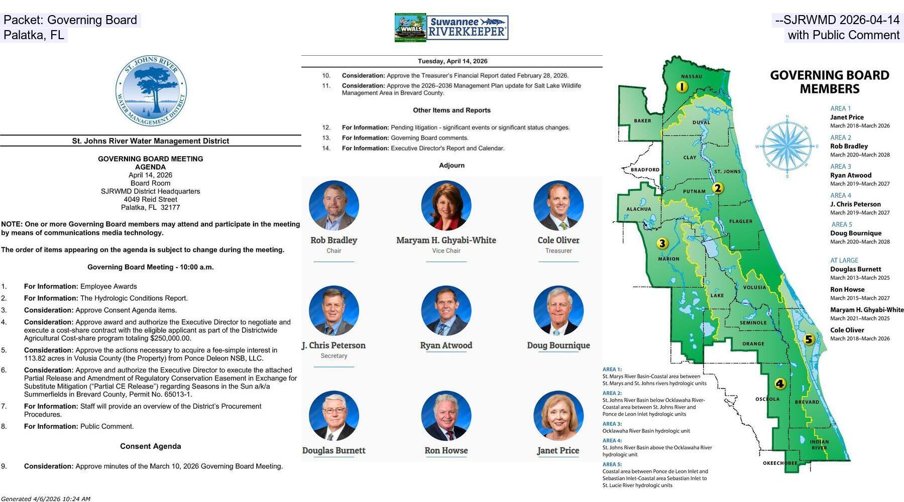 Packet: Governing Board --SJRWMD 2026-04-14, Palatka, FL, with Public Comment