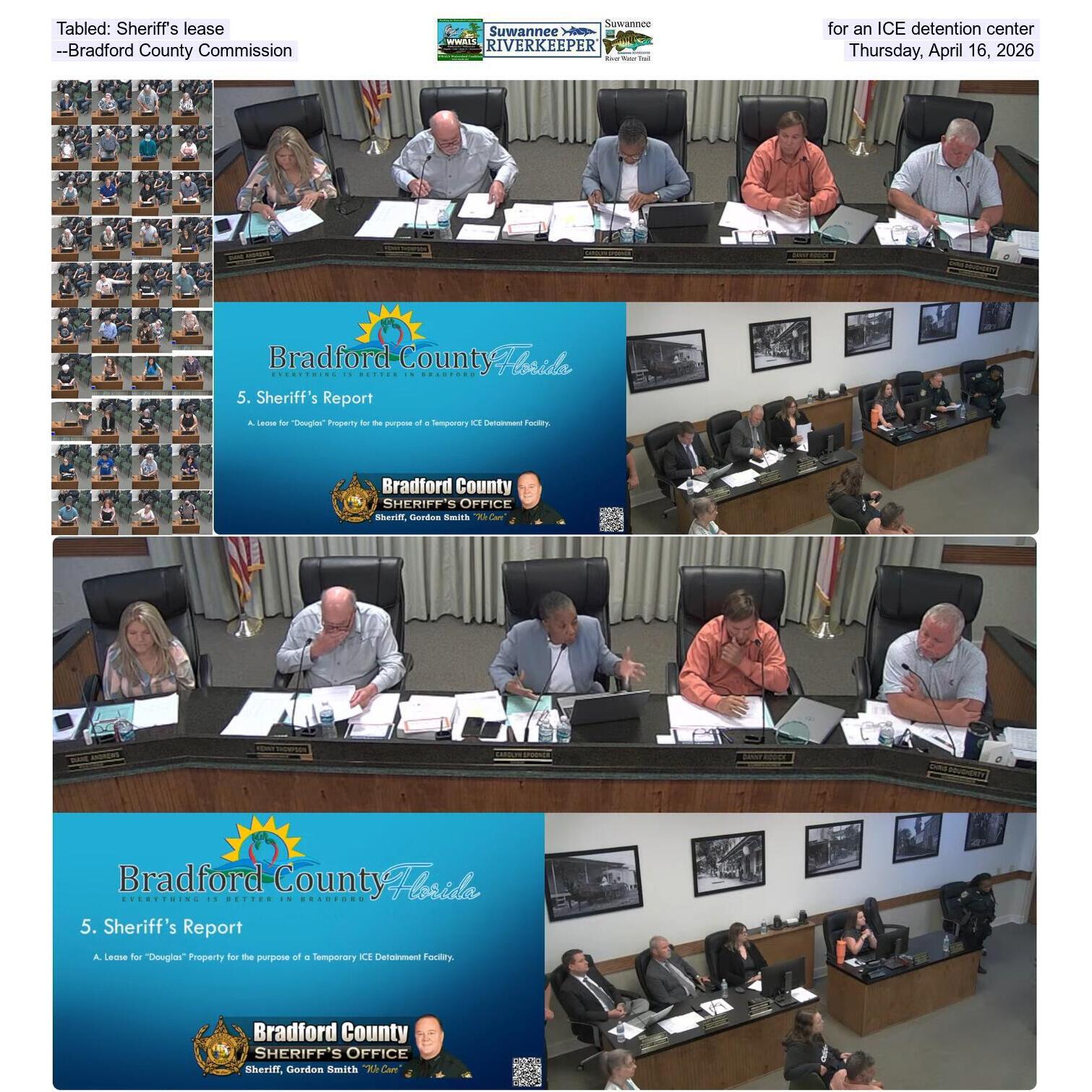 Tabled: Sheriff's lease, for an ICE detention center, --Bradford County Commission, Thursday, April 16, 2026