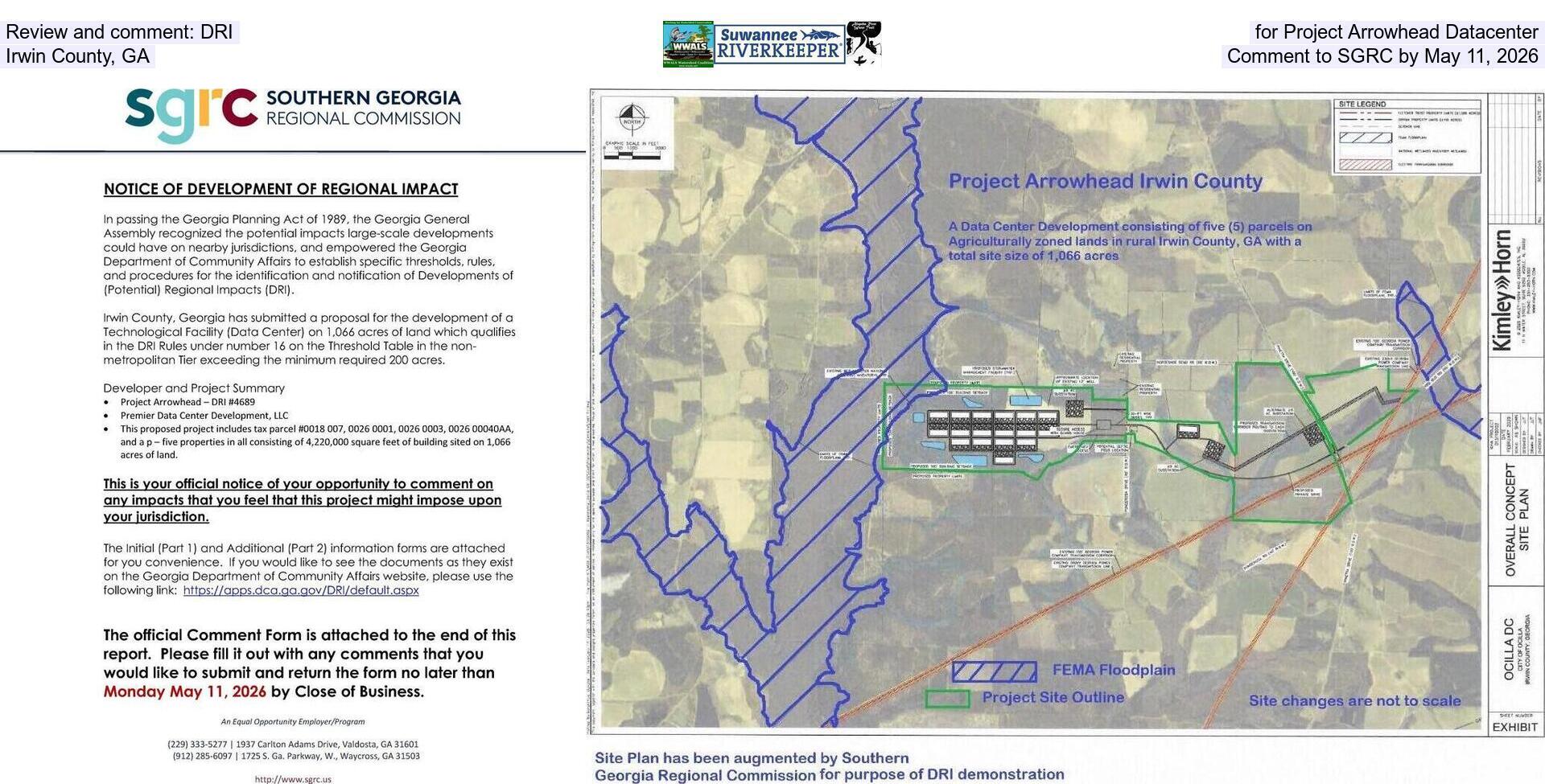 [Review and comment: DRI for Project Arrowhead Datacenter, Irwin County, GA, Comment to SGRC by May 11, 2026]