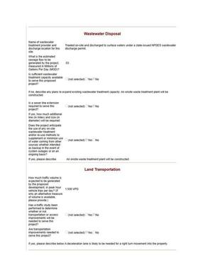 [Wastewater Disposal; Land Transportation]