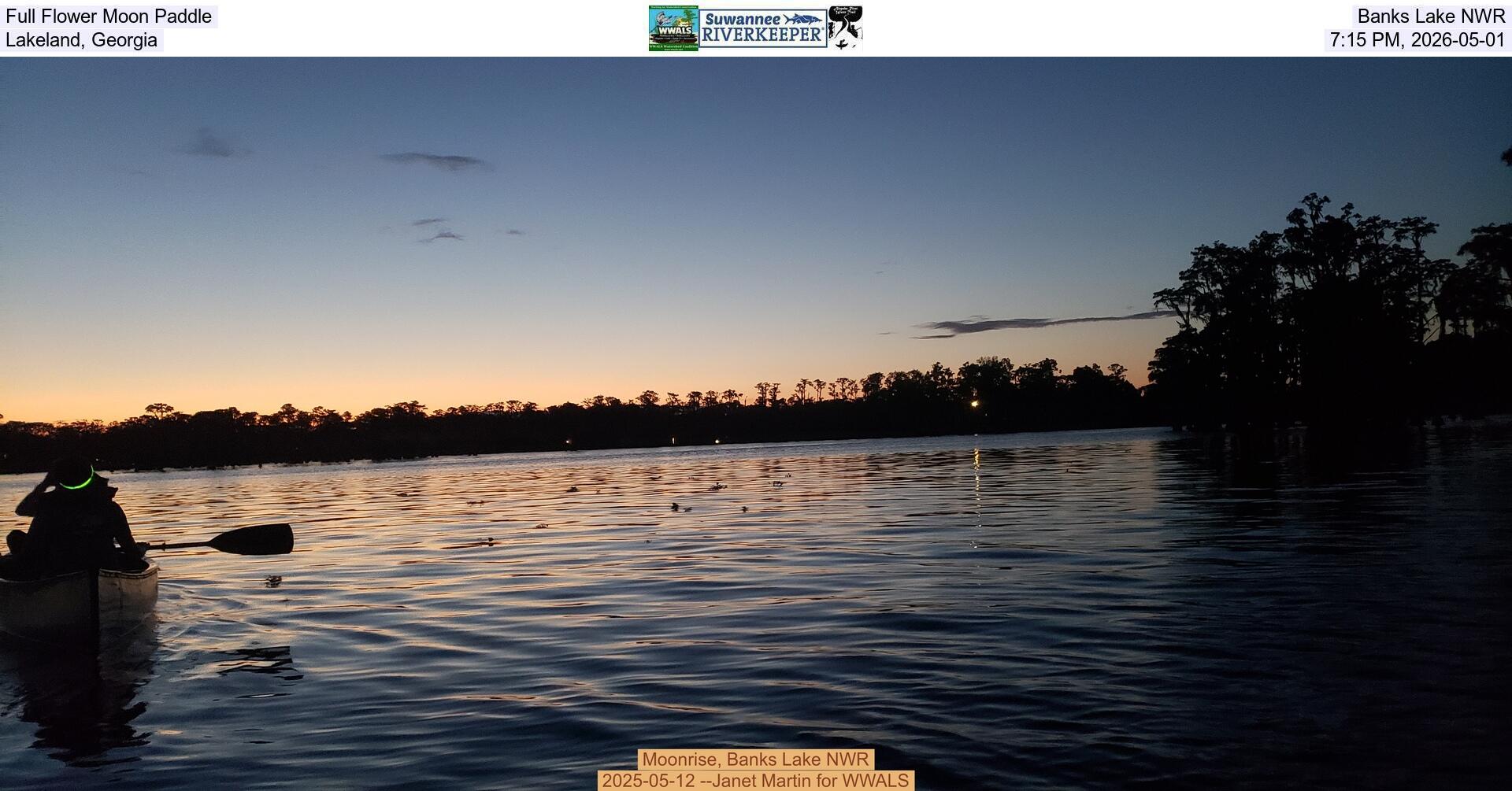 Full Flower Moon Paddle, Banks Lake NWR, Lakeland, Georgia, 7:15 PM, 2026-05-01