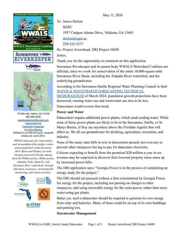 [Power and Water, 2026-05-11 --WWALS to SGRC Irwin DRI]