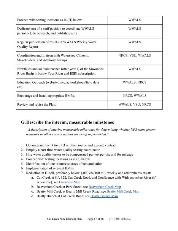 G. Describe the interim, measurable milestones