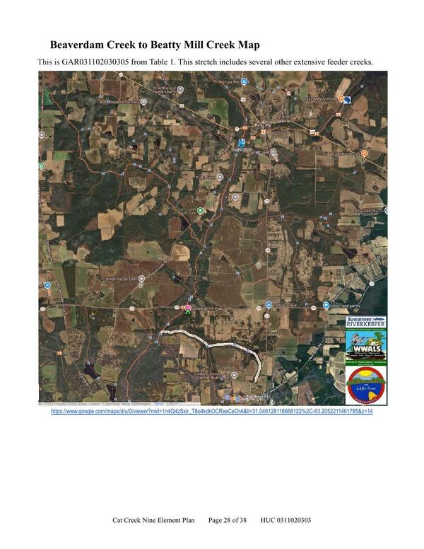 Beaverdam Creek to Beatty Mill Creek Map