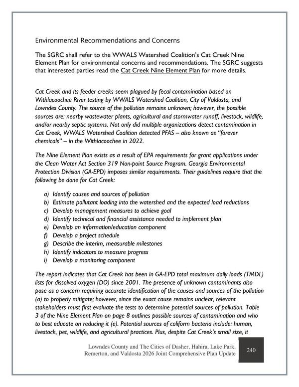 WWALS Cat Creek Nine Element Plan