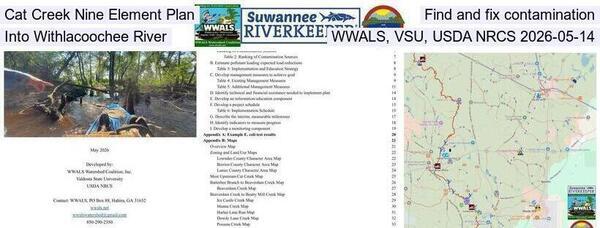 Cat Creek Nine Element Plan, Find and fix contamination into Withlacoochee River, WWALS, VSU, USDA NRCS 2026-05-14