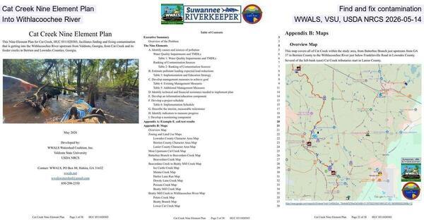 Cat Creek Nine Element Plan, Find and fix contamination into Withlacoochee River, WWALS, VSU, USDA NRCS 2026-05-14