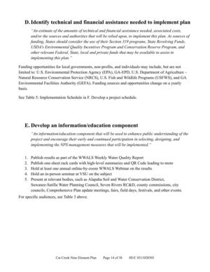 [D. Identify technical and financial assistance needed to implement plan; E. Develop an information/education component]