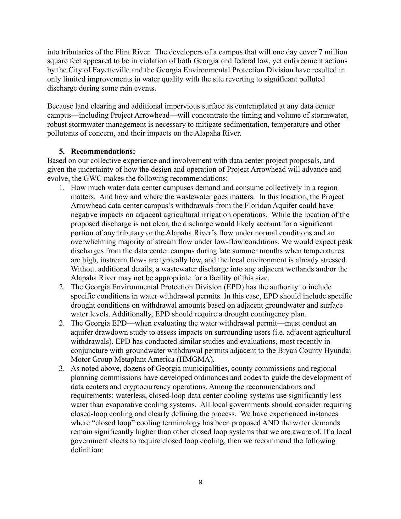 5. Recommendations: