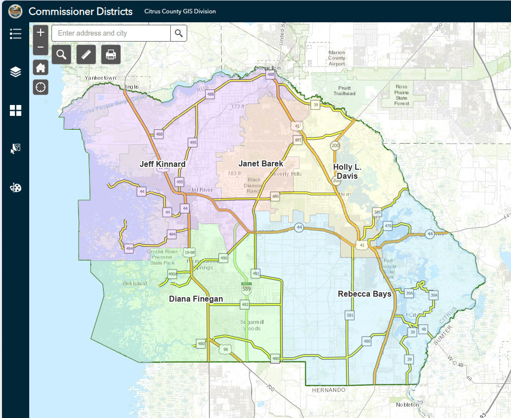 Map: Citrus County Commissioner Districts 2026-06-05 --Citrus BOCC