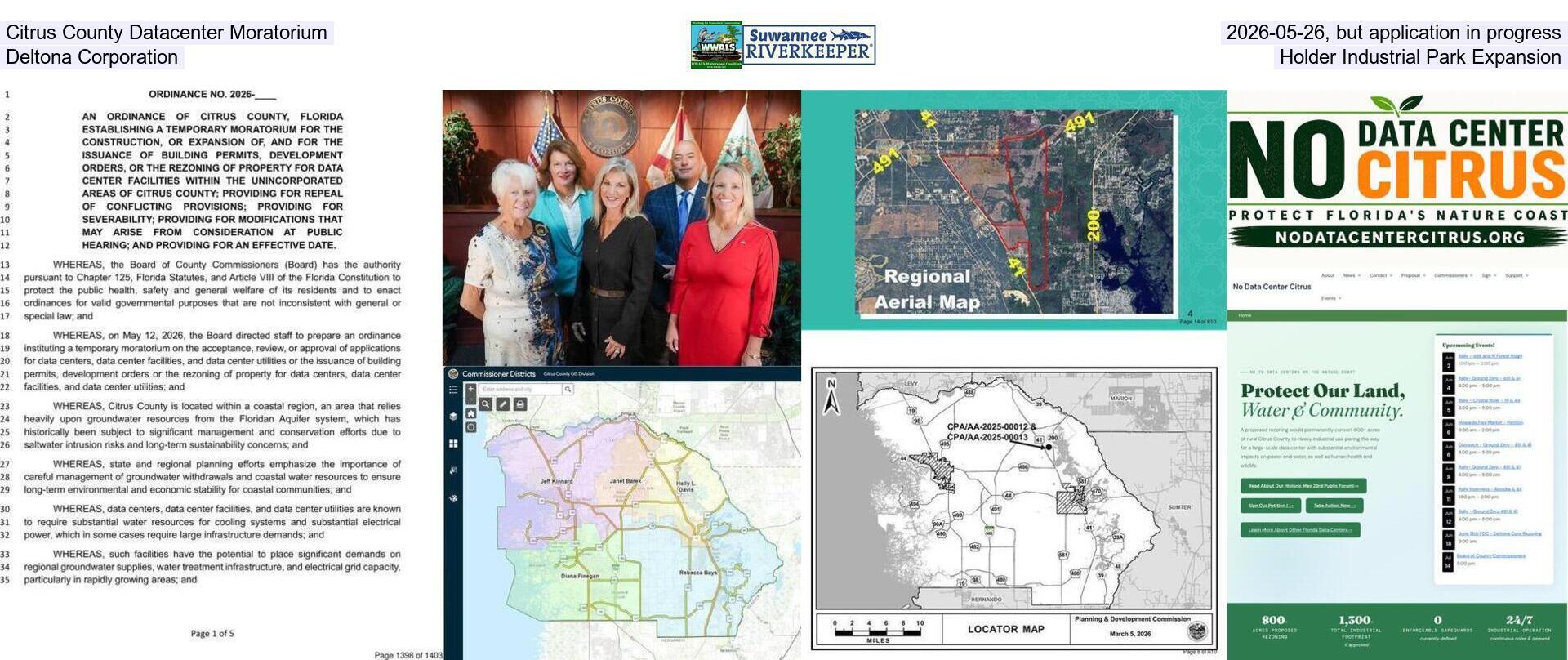 Citrus County Datacenter Moratorium 2026-05-26, but application in progress, Deltona Corporation, Holder Industrial Park Expansion