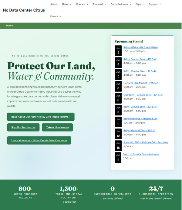 Protect Our Land, Water & Community --No Data Center Citrus