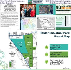 [Citrus County Datacenter Moratorium 2026-05-26, but application in progress, Deltona Corporation, Holder Industrial Park Expansion]