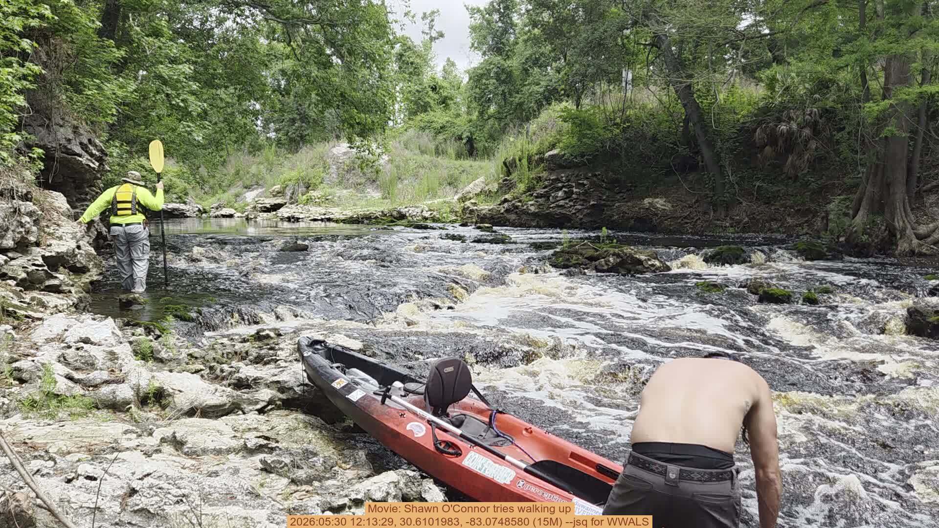 Movie: Shawn O'Connor tries walking up, 2026:05:30 12:13:29, 30.6101983, -83.0748580 (15M) --jsq for WWALS