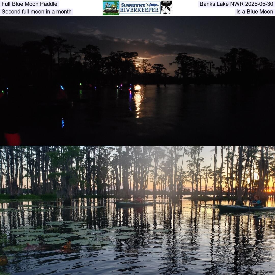 Full Blue Moon Paddle, Banks Lake NWR 2025-05-30, Second full moon in a month is a Blue Moon