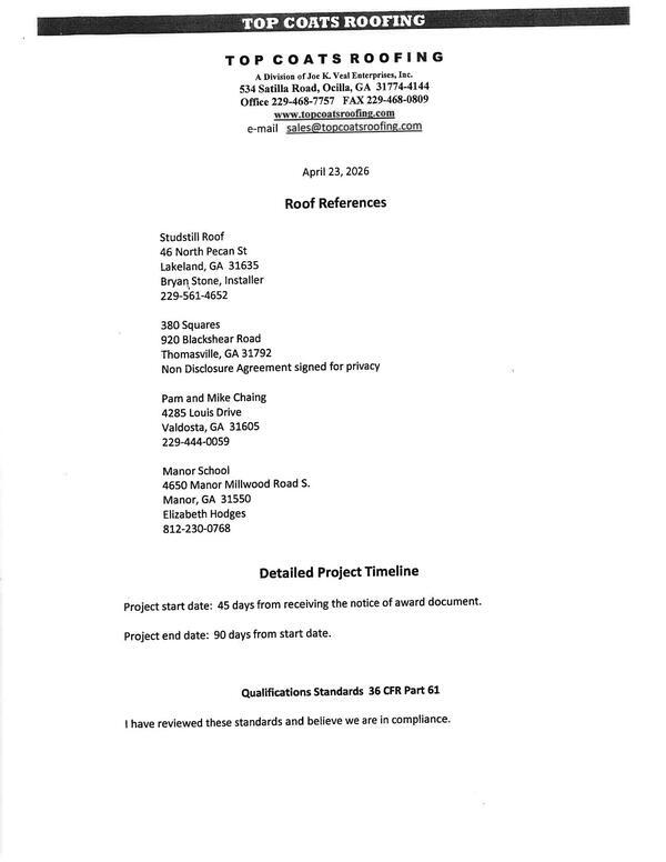 Roff References, Top Coats Roofing, 2026-04-23 --Irwin County BOCC