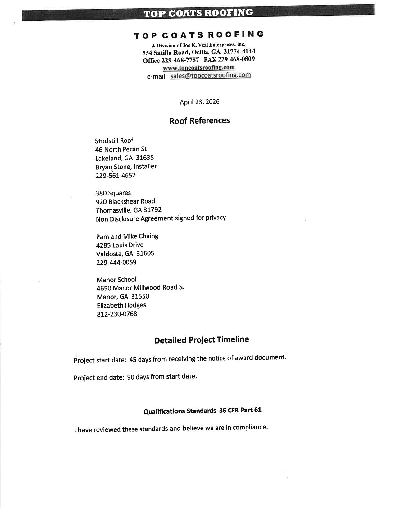 Roff References, Top Coats Roofing, 2026-04-23 --Irwin County BOCC