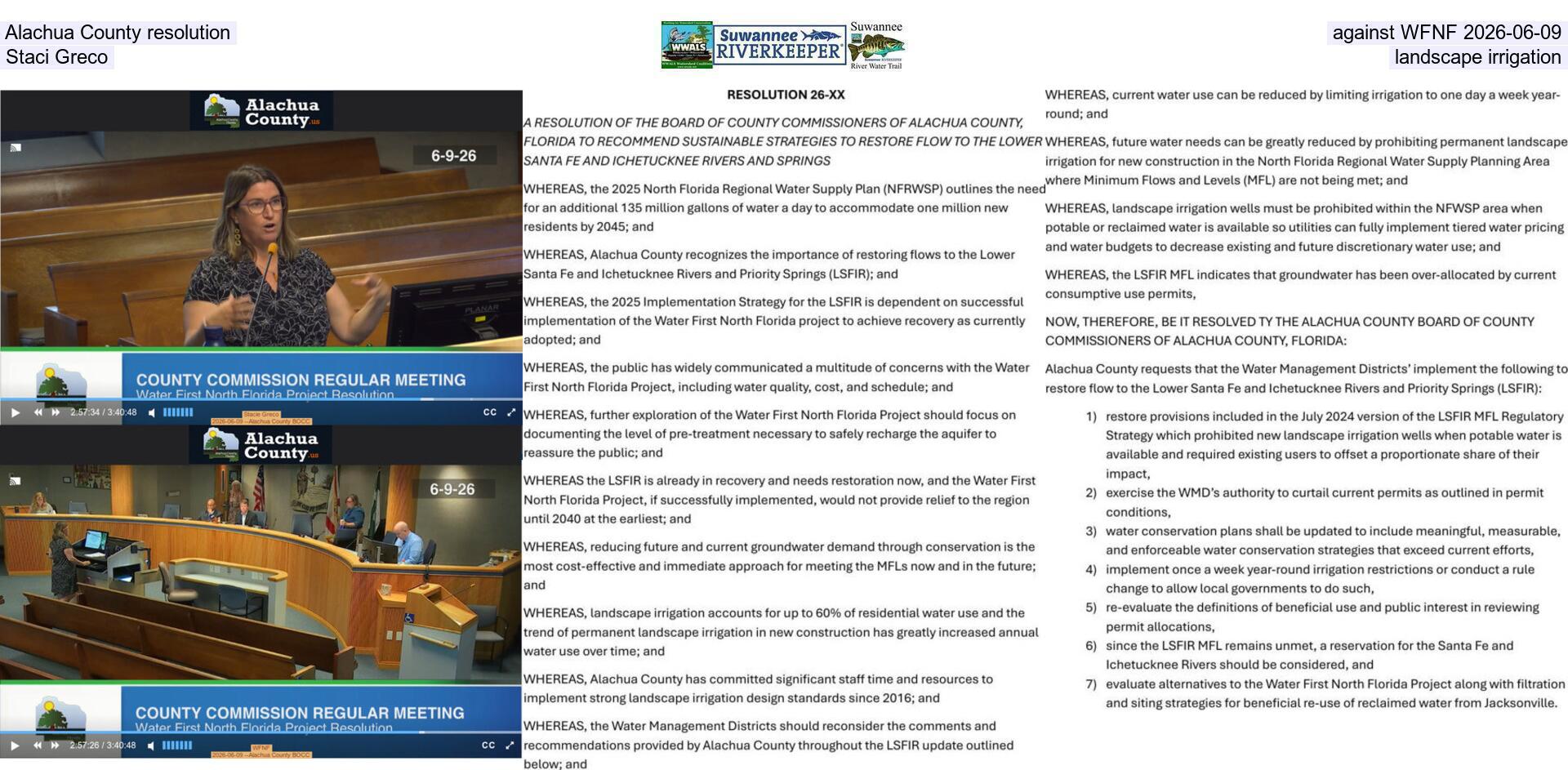 [Alachua County resolution against WFNF 2026-06-09, Stacie Greco, landscape irrigation]