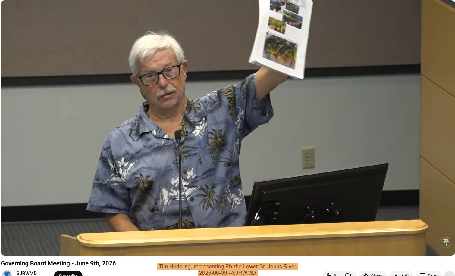 Tim Hodeling, representing Fix the Lower St. Johns River, 2026-06-09 --SJRWMD