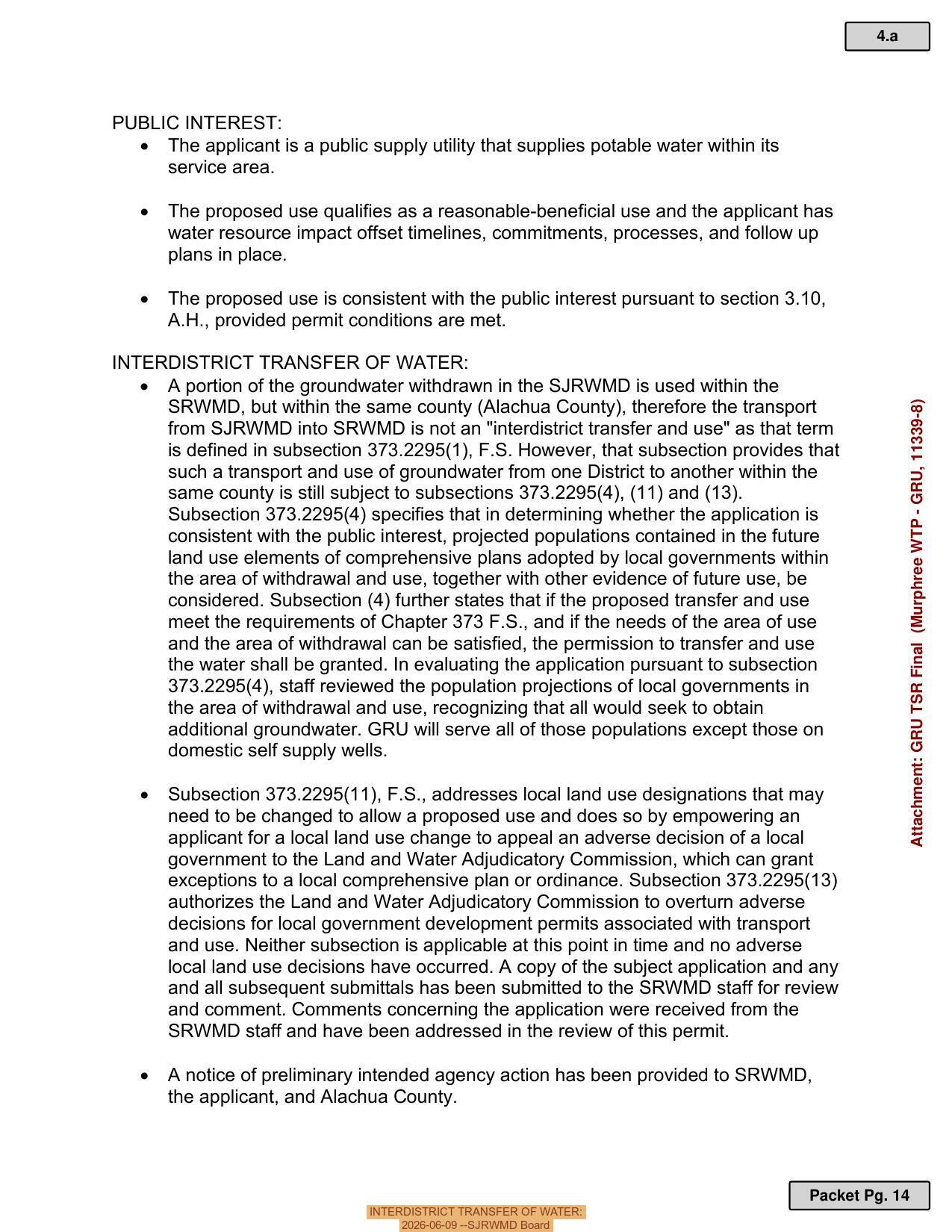 INTERDISTRICT TRANSFER OF WATER: 2026-06-09 --SJRWMD Board