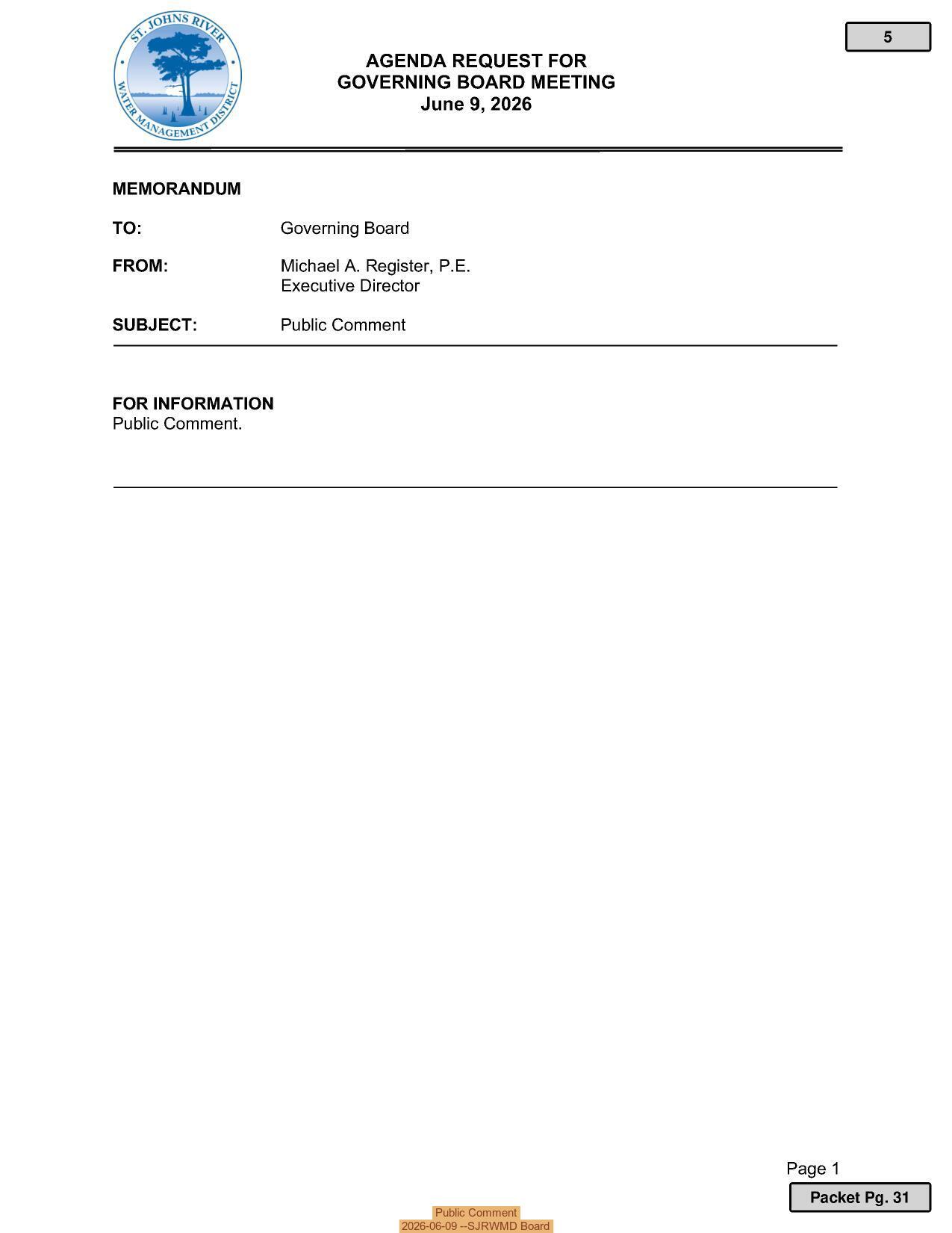 Public Comment, 2026-06-09 --SJRWMD Board