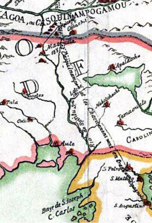 [Map: Detail of Detail: Franquelin's map of Louisiana, 1684, 2026-06-26 --Florida Center for Instructional Technology, College of Education, University of South Florida]