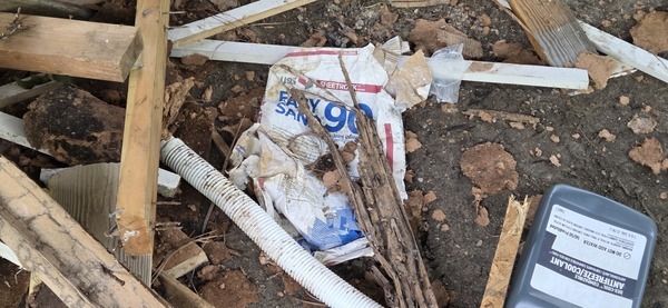 Sheetrock bag under Hagan Bridge, 2026:06:26 11:49:40, 31.0140792, -83.3011446