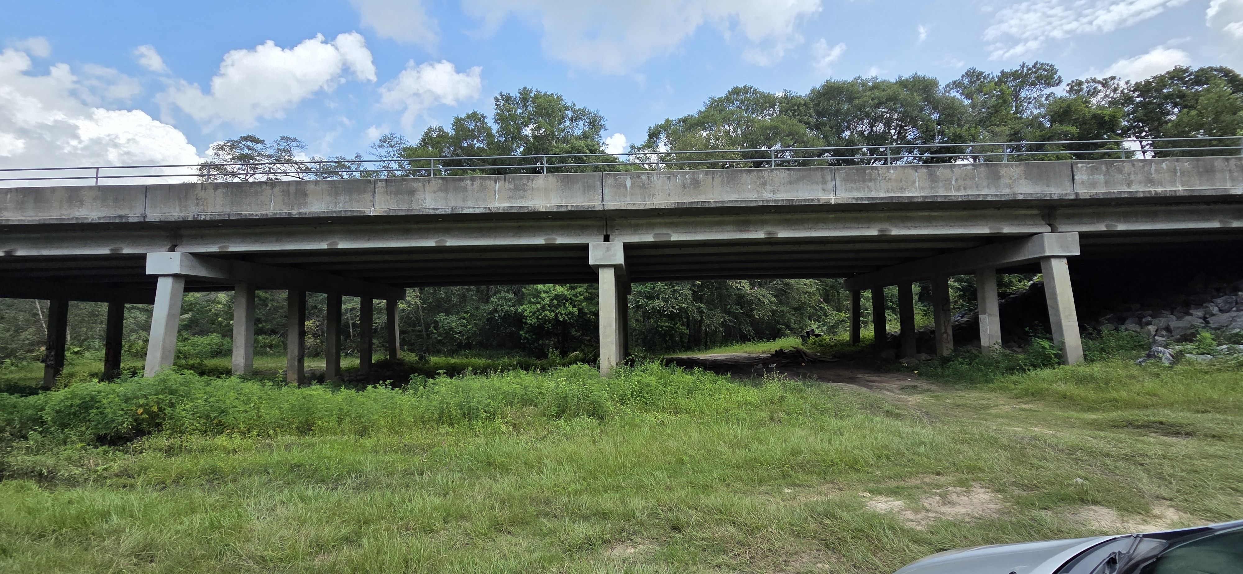Trash under Hagan Bridge, 2026:06:26 11:47:51, 31.0137387, -83.3012887