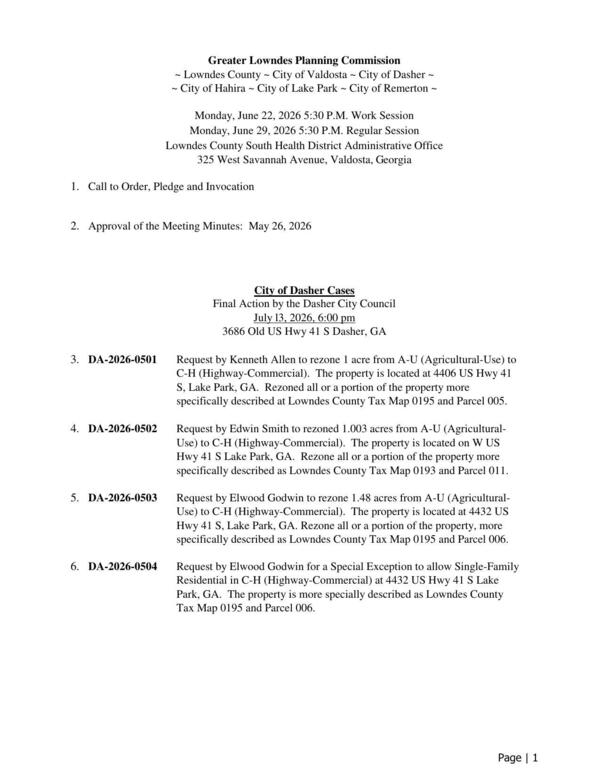 [City of Dasher Cases, July 13, 2026]