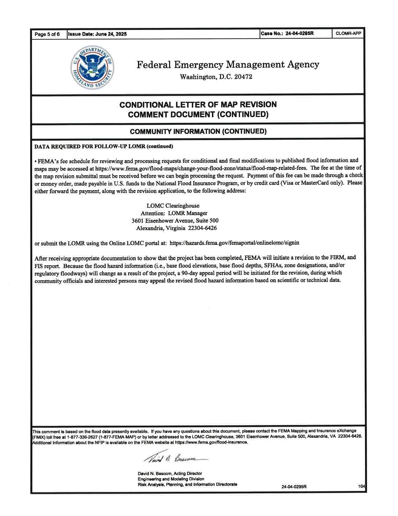 DATA REQUIRED FOR FOLLOW-UP LOMR (continued)